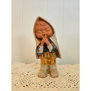 Vtg UCTCI Japan Redware Stoneware Praying Figurine Circa 1960s Mint Condition